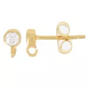 Orecchini tondi in ossido di zirconio 4mm -Anello aperto - dorato con oro fino x2