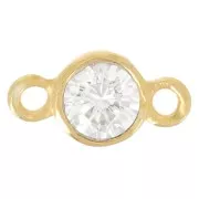 Distanziatori 2 anelli 9,5x5 mm con ossido di zirconio - dorato con oro fino x1