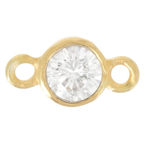 Distanziatori 2 anelli 9,5x5 mm con ossido di zirconio - dorato con oro fino x1