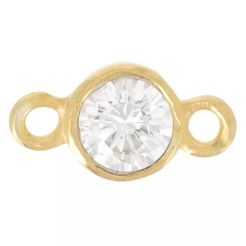 Distanziatori 2 anelli 9,5x5 mm con ossido di zirconio - dorato con oro fino x1
