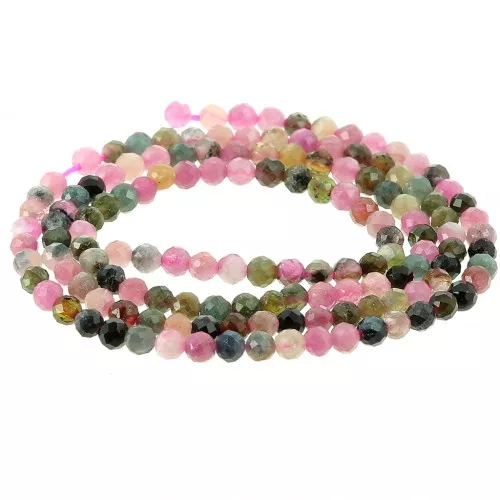 Perle tonde sfaccettate in pietra semipreziosa 3,5 mm - Tormalina x39cm