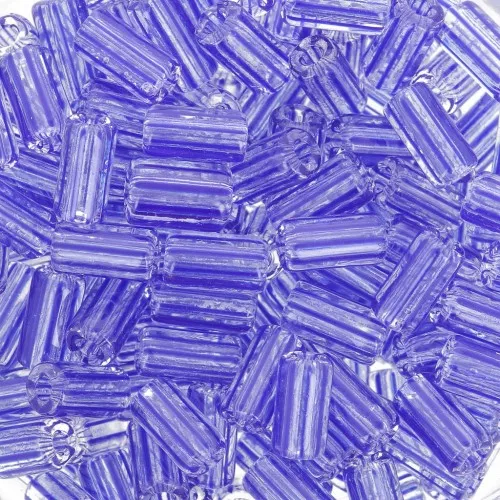 Perline tubolari a righe - Preciosa Ornela Rola 7x3.5 mm Crystal transparent Bleu