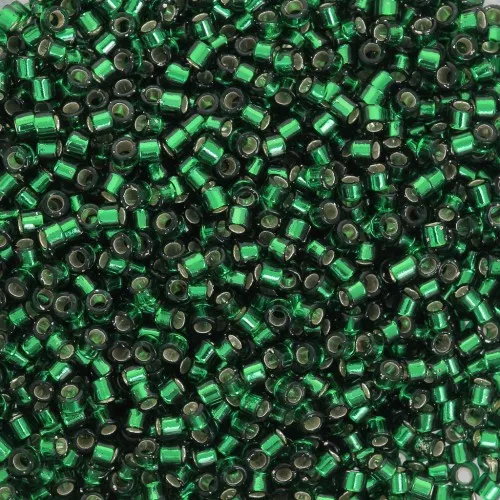 Miyuki Delica 11/0 DB0148 - Verde bosco con bordi argentati x 100 g