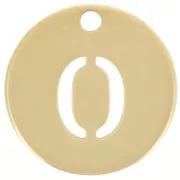 Ciondolo rotondo 12 mm - numero 0 - acciaio inossidabile 304 dorato x1