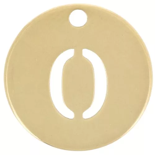 Ciondolo rotondo 12 mm - numero 0 - acciaio inossidabile 304 dorato x1