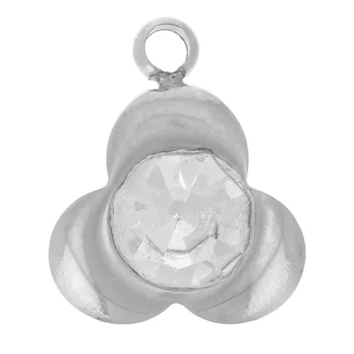 Ciondolo a 3 petali di fiori 9x7 mm con ossido di zirconio in acciaio inossidabile 316L x1