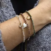 Ciondolo a 3 petali di fiori 9x7 mm con ossido di zirconio in acciaio inossidabile 316L x1