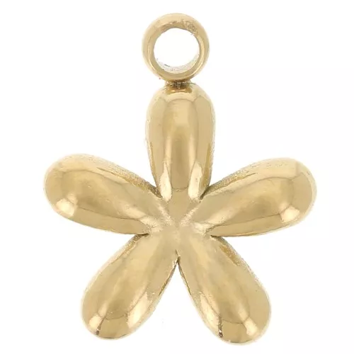 Ciondolo a fiore 8 mm Acciaio inossidabile 304L dorato x1