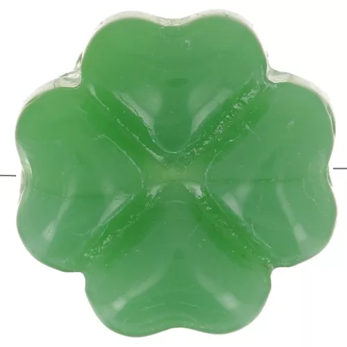 Perla trifoglio in vetro da 10 mm - Verde imitazione giada x4