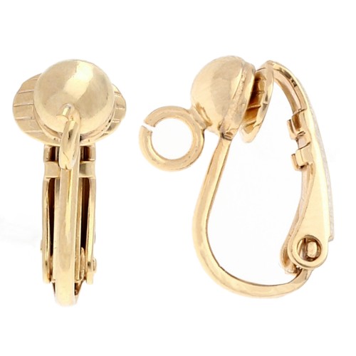 Clip a sfera 15x5 mm con anello aperto - Dorato con oro fino x2