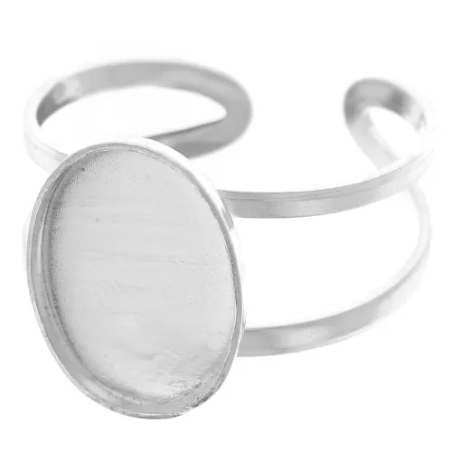 Anello regolabile per cabochon ovale 14x10 mm - Argento 925 x1