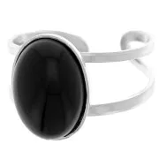 Anello regolabile per cabochon ovale 14x10 mm - Argento 925 x1