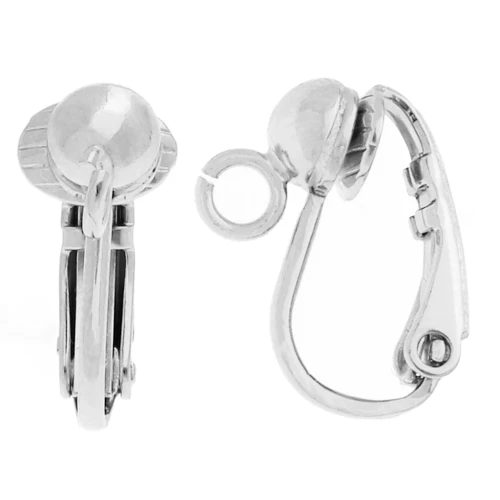 Clip a sfera 15x5 mm con anello aperto - Argento x2