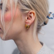 Orecchini a cuore - fronte e retro - acciaio inossidabile dorato 316L 14x15 mm x2