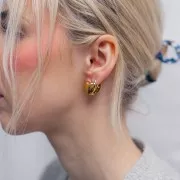 Day.berlin Orecchini A Cuore Piccoli Placcati Oro 18k - Acciaio Inox 316L, Diametro 6mm, Ipoallergenici