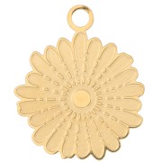 Ciondolo a forma di fiore di margherita 15 mm in acciaio inox316L - dorato x1