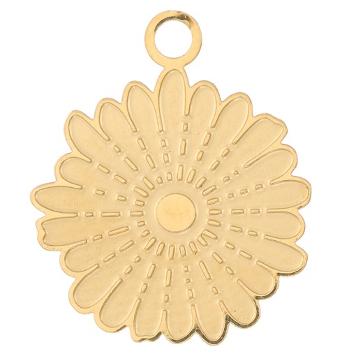 Ciondolo a forma di fiore di margherita 15 mm in acciaio inox316L - dorato x1