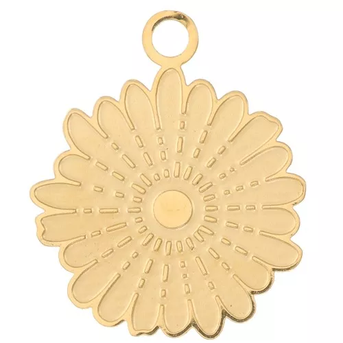 Ciondolo a forma di fiore di margherita 15 mm in acciaio inox316L - dorato x1