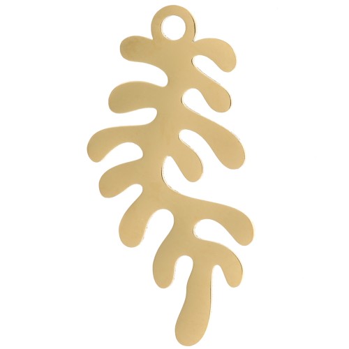 Pendente in corallo 22x10 mm - Acciaio inossidabile 316L dorato x1