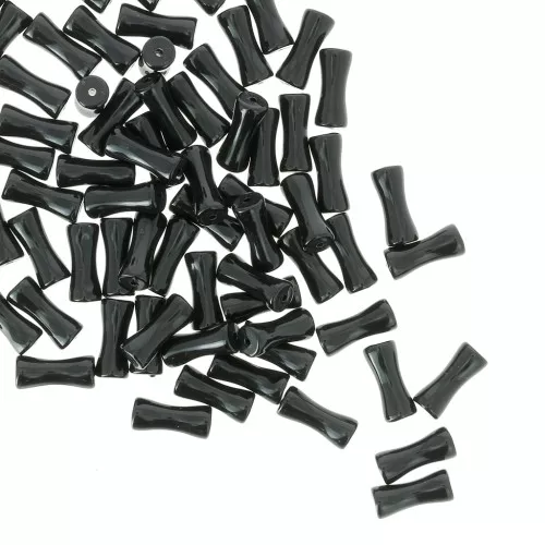Perline tubolari di bambù in acrilico opaco 13x5 mm Nero x15