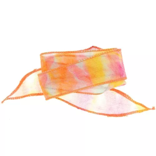 Nastro di seta da 25 mm - Legatura e tintura - Arancione - Rosa - Blu x85cm