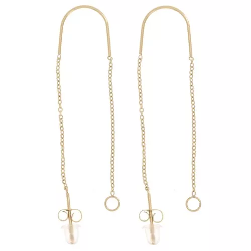 Catene di orecchie passante 45 + 55 mm in acciaio inox 304L dorato x2