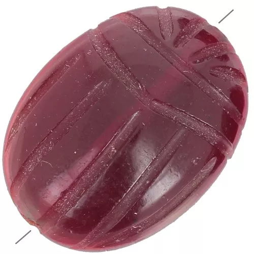 Perlina ovale incisa a forma di scarabeo 16x12 mm - Granato x1