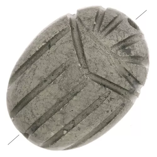 Perla ovale incisa a forma di scarabeo 16x12 mm - Pirite x1