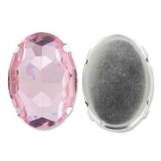 Cabochon ovale sfaccettato incastonato mm. 18x13 Light Rose/Rhodié|raw }}
