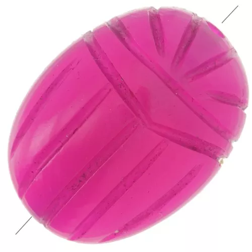 Perla ovale incisa a forma di scarabeo 16x12 mm Pietra semipreziosa Calcedonio rosa vivo x1