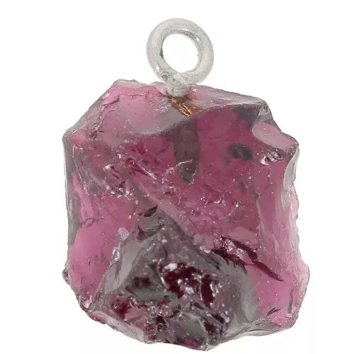 Pendente pietra grezza - Pietra natale di gennaio - Argento 925 - Granato x1