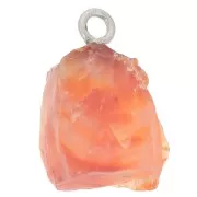 Pendente pietra grezza - pietra natale luglio Argento 925 imit. Corniola x1