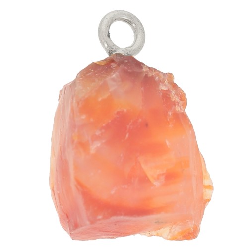 Pendente pietra grezza - pietra natale luglio Argento 925 imit. Corniola x1