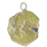 Pendente pietra grezza - Pietra di agosto - Argento 925 - Peridoto x1