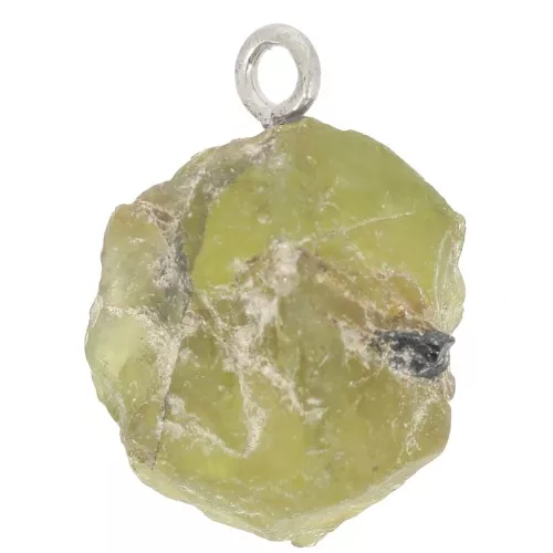 Pendente pietra grezza - Pietra di agosto - Argento 925 - Peridoto x1