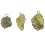 Pendente pietra grezza - Pietra di agosto - Argento 925 - Peridoto x1