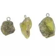 Pendente pietra grezza - Pietra di agosto - Argento 925 - Peridoto x1
