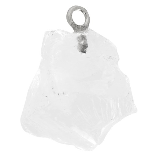 Pendente in pietra grezza pietra natale ottobre Argento 925 Cristallo di rocca x1