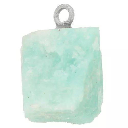 Pendente pietra grezza - Pietra natale di dicembre - Argento 925 - Amazzonite x1