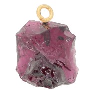 Pendente in pietra grezza - Pietra natale di gennaio - Dorato in oro fino - Granato x1|raw }}