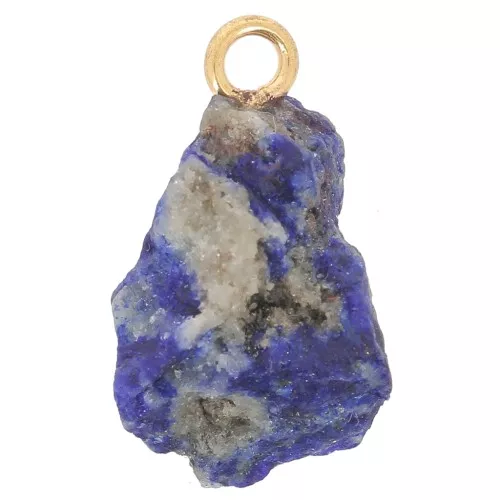 Pendente in pietra grezza - Pietra di nascita Avril - Oro fino - Lapislazzuli x1