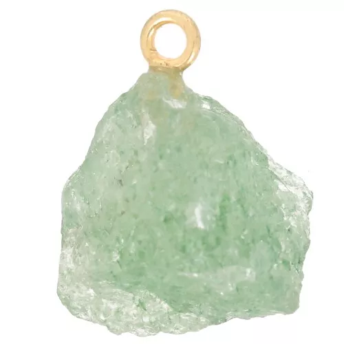 Pendente in pietra grezza - Pietra di nascita Mai - Oro fino - Avventurina x1