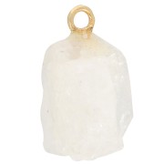 Pendente in pietra grezza - Pietra di giugno - Pietra di luna placcata oro x1