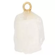 Pendente in pietra grezza - Pietra di giugno - Pietra di luna placcata oro x1