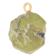 Pendente in pietra grezza - Pietra di agosto - Oro fino - Peridoto x1|raw }}