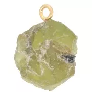 Pendente in pietra grezza - Pietra di agosto - Oro fino - Peridoto x1
