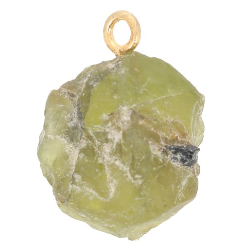 Pendente in pietra grezza - Pietra di agosto - Oro fino - Peridoto x1