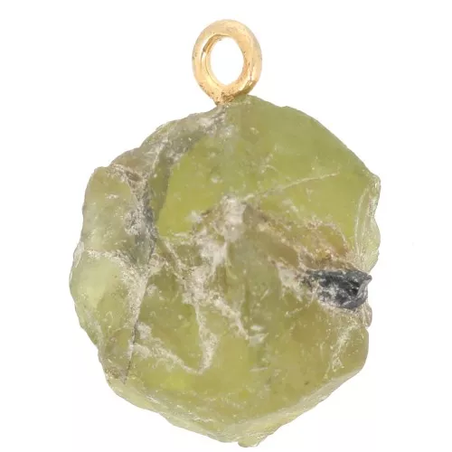 Pendente in pietra grezza - Pietra di agosto - Oro fino - Peridoto x1