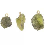 Pendente in pietra grezza - Pietra di agosto - Oro fino - Peridoto x1