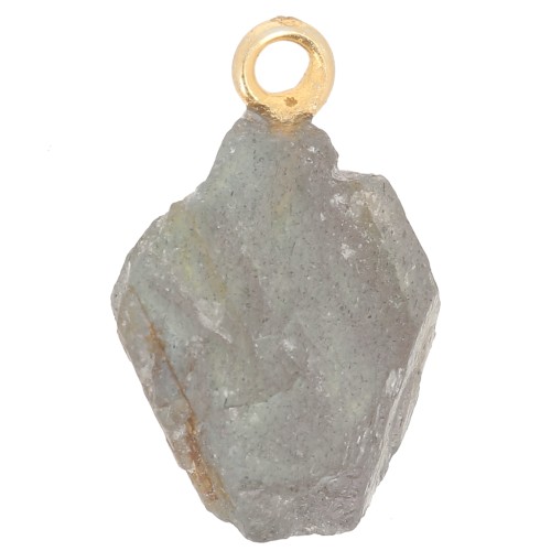 Pendente pietra grezza - pietra natale settembre Labradorite dorata in oro fino x1
